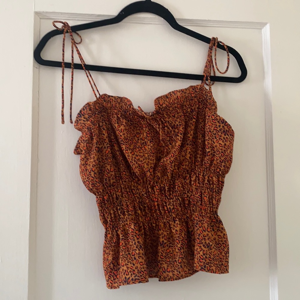Cheetah print tie strap top